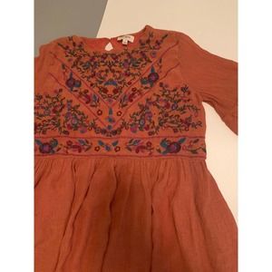 Umgee Plus Dress Size L Embroidered Boho Hippie Floral Flutter Sleeve